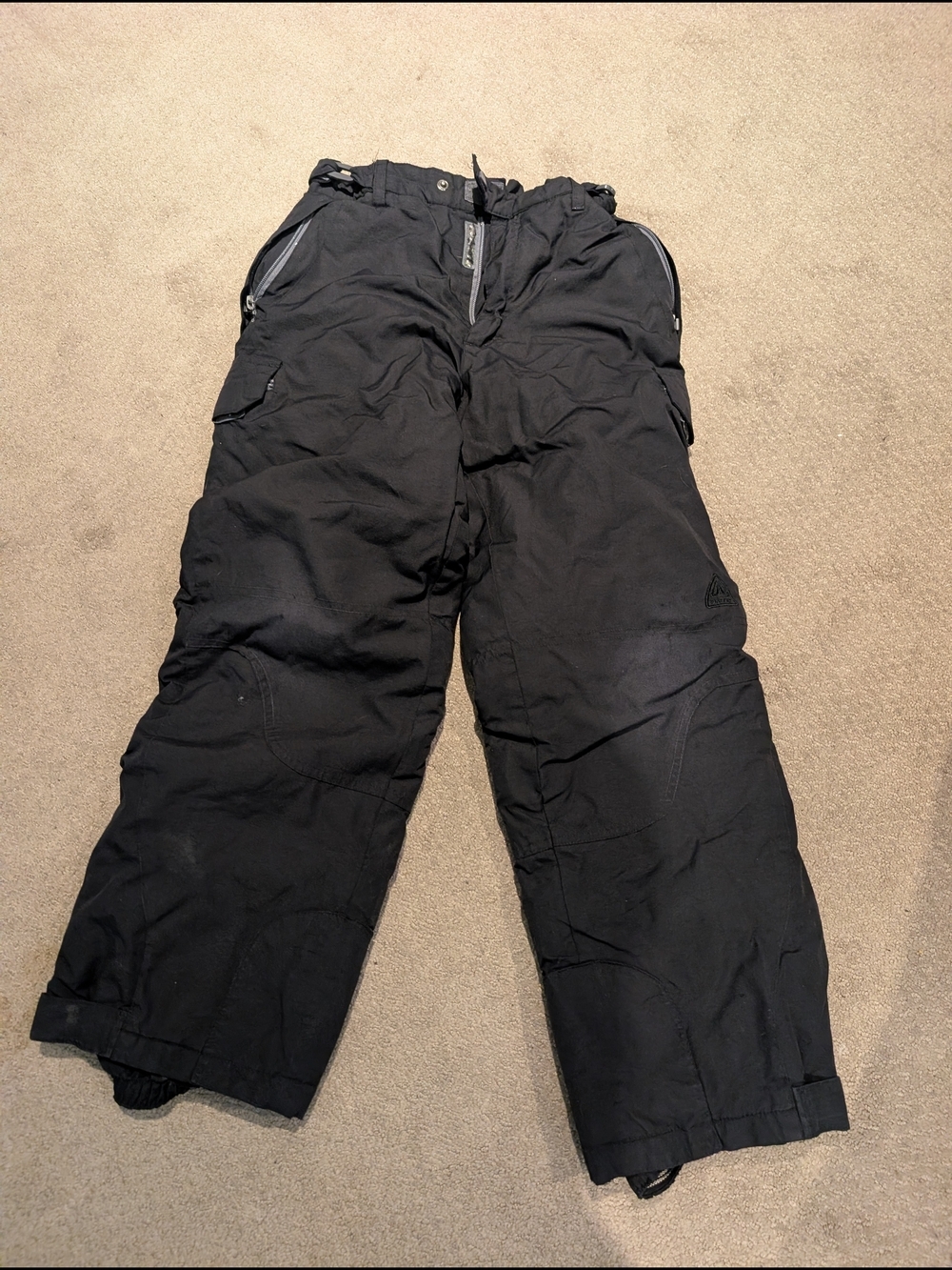 Kids Black Snow/Ski Pants –  Insulated Winter Trousers Size 12